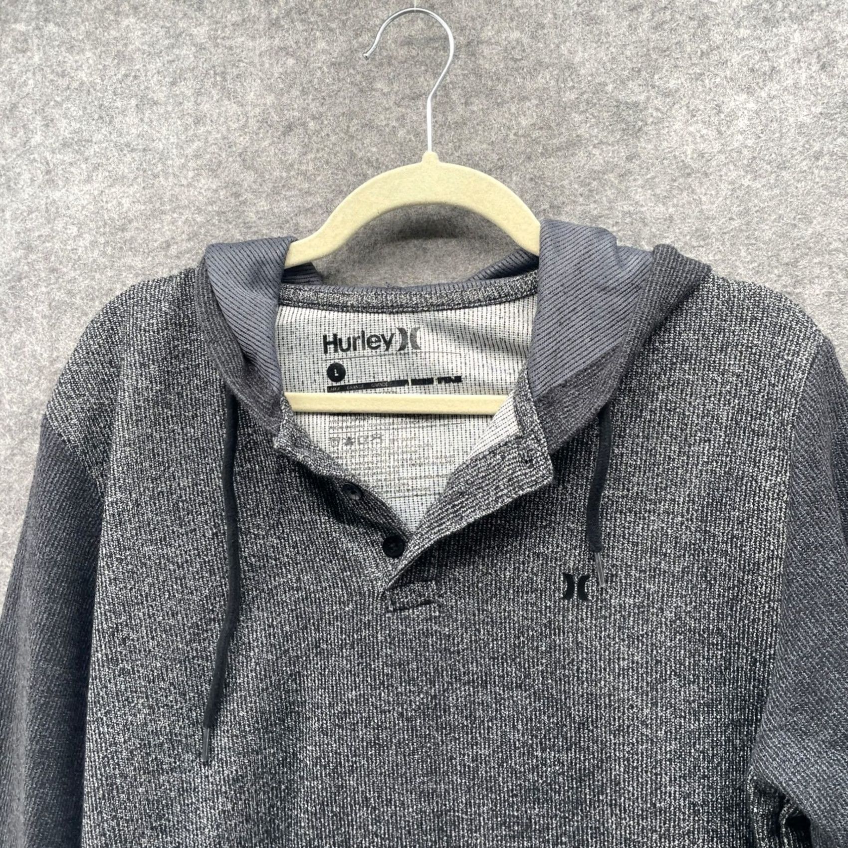 Hurley Hurley Hoodie Mens Large Gray Pullover Henley Towel Textured Cotton Blend Size US L / EU 52-54 / 3 - 3 Thumbnail