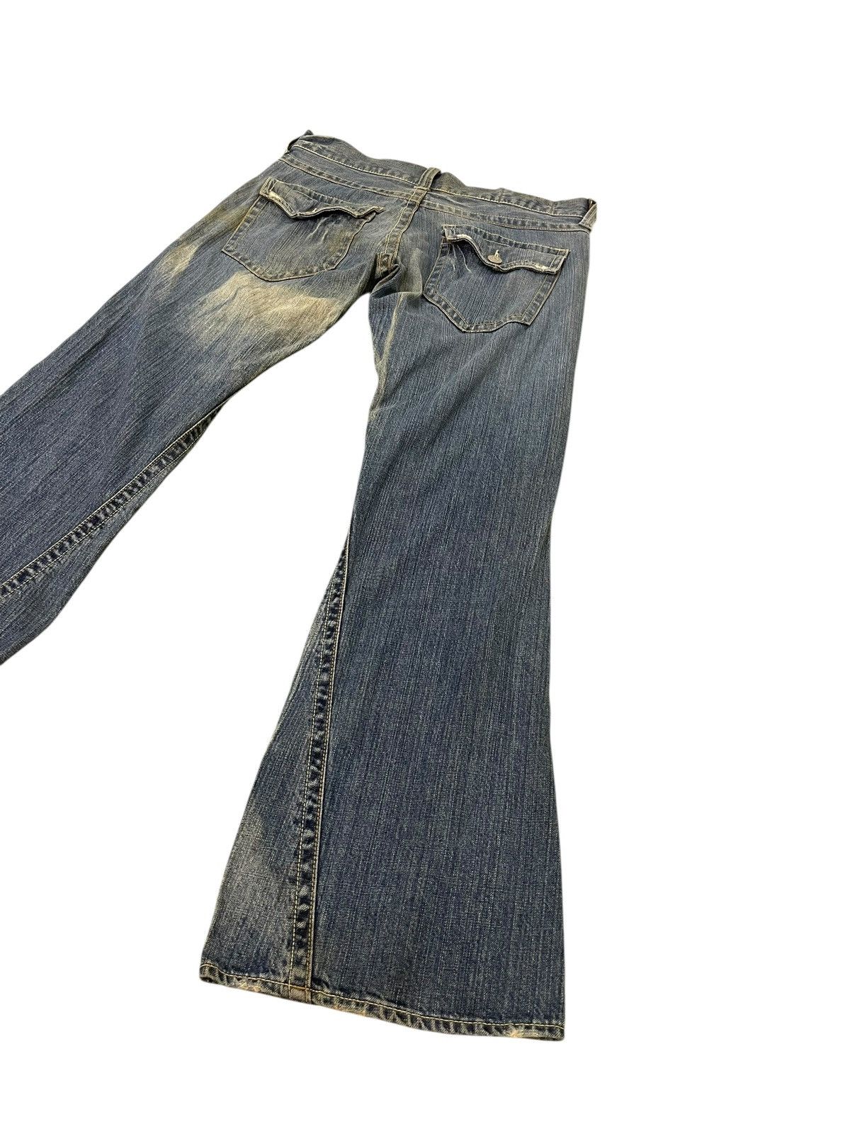 Japanese Brand Flare Jeans Rush Hour Distress Denim Boot Cut 2🟦2 Size US 35 - 13 Thumbnail