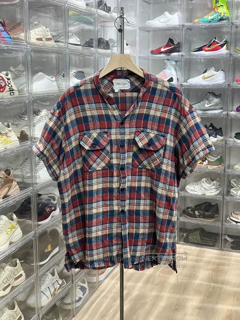 Greg Lauren Greg Lauren Retro Plaid Destroyed Short Sleeve Shirt Size US XL / EU 56 / 4 - 1 Thumbnail