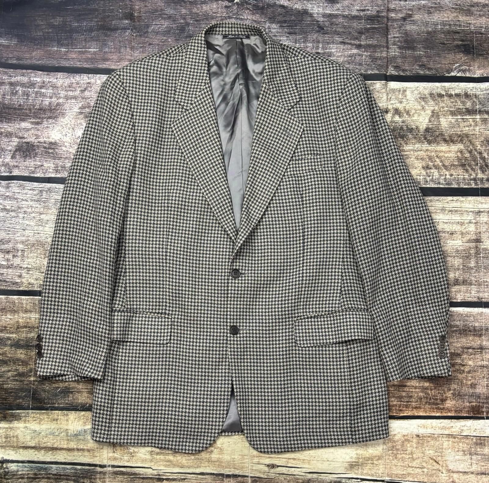 Bloomingdale's Bloomingdales Blazer Jacket Men IT 52 US 42 Wool Houndstooth Size 42R - 1 Thumbnail