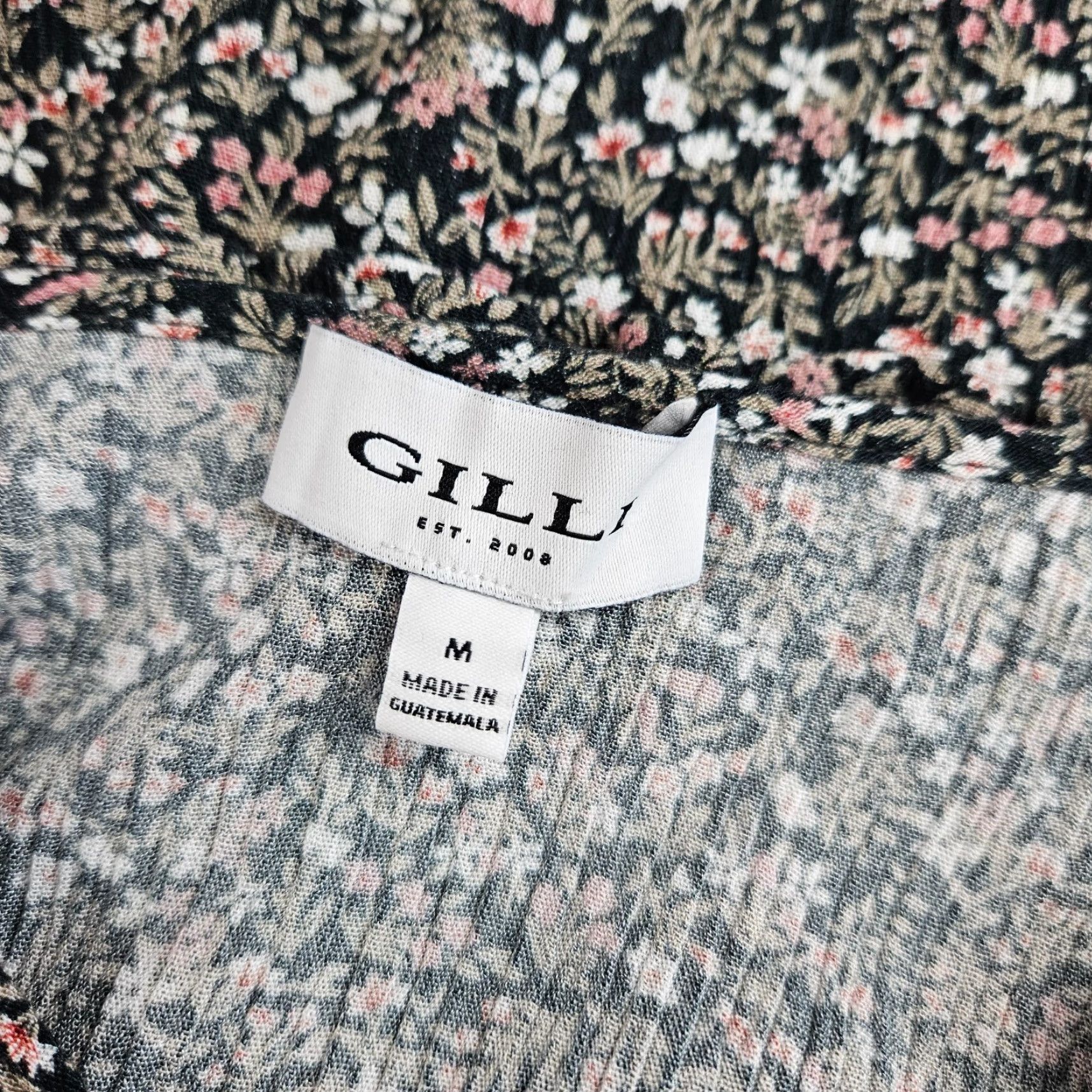 Vintage Gilli Womens Top Tank Spaghetti Strap Floral Green Pink Medium M Sleeveless Shirt Ladies Size M / US 6-8 / IT 42-44 - 5 Thumbnail