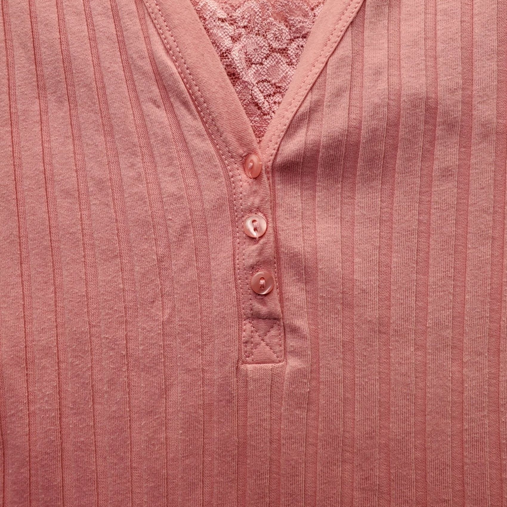 Vintage Carolyn Taylor Womens T-Shirt Pink 3/4 Sleeve V Neck Ribbed Top Slim Size S Size S / US 4 / IT 40 - 7 Thumbnail