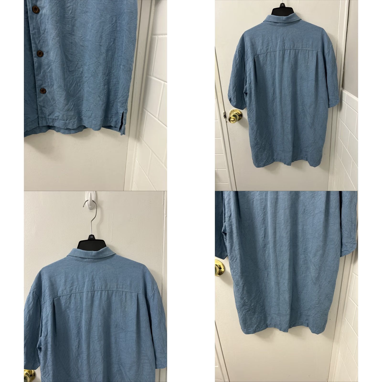 Tommy Bahama Tommy Bahama Shirt Mens S Blue 100% Silk Short Sleeve Button-Down Pocket Tropical Regular Fit Size US S / EU 44-46 / 1 - 8 Thumbnail