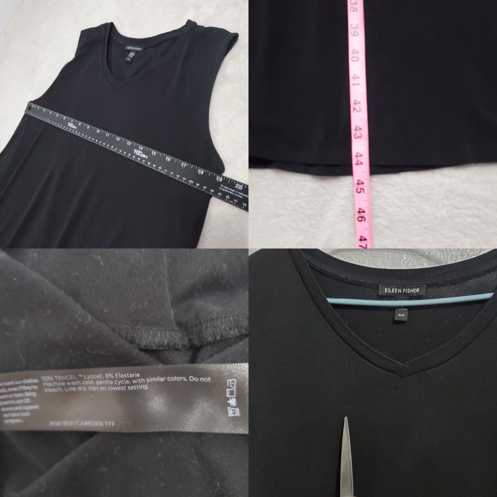 Eileen Fisher VINTAGE Eileen Fisher Dress Women M Black Lyocell Sleeveless A-Line Midi Minimalist Size M / US 6-8 / IT 42-44 - 8 Thumbnail