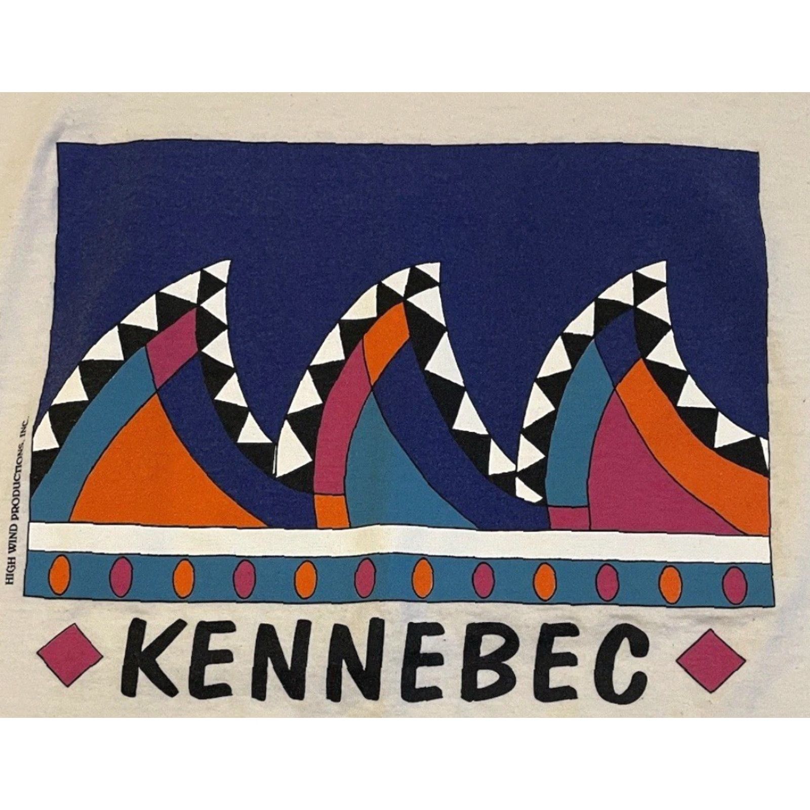 Vintage VINTAGE Kennebec Whitewater Rafting Shirt XL Beige Abstract Art Men T-Shirt 90s USA Sports Beach Surf Size US XL / EU 56 / 4 - 2 Thumbnail