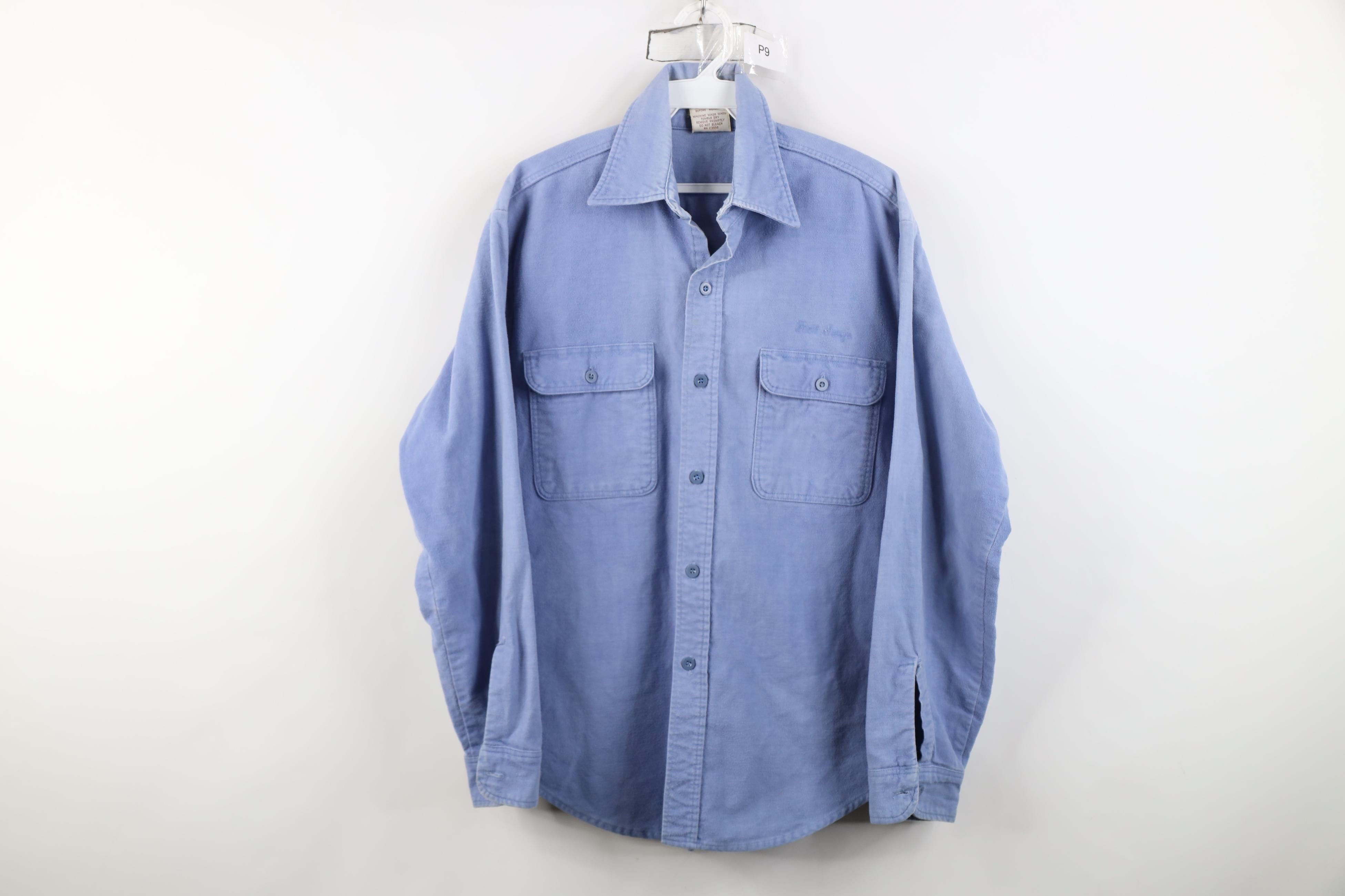 Vintage Vintage 70s Streetwear Chamois Cloth Button Shirt Blue USA Size US M / EU 48-50 / 2 - 1 Thumbnail