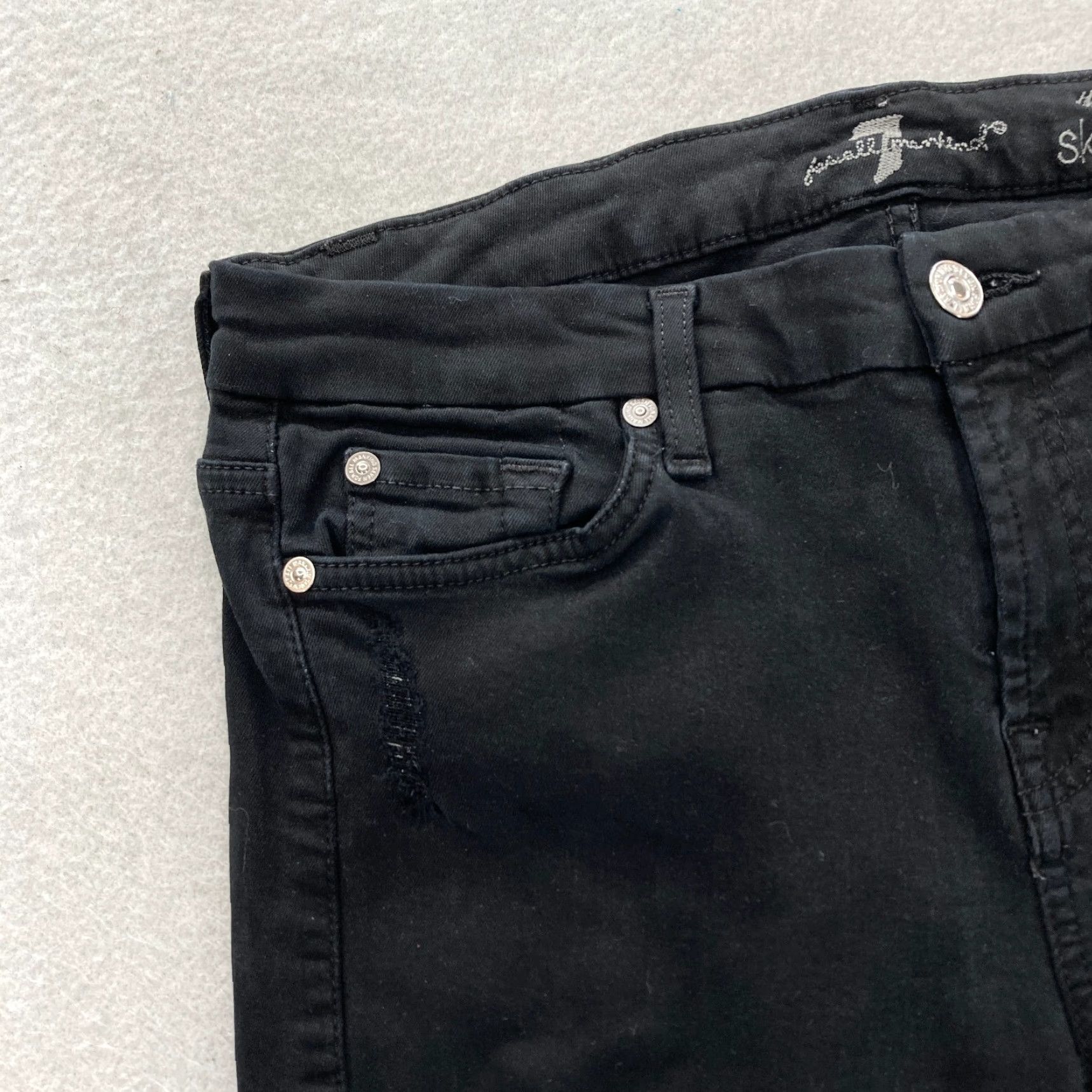 7 For All Mankind 7 For All Mankind Jeans Women's 29 Ankle Skinny Black Stretch Denim Distressed Denim Size 30" / US 8 / IT 44 - 4 Thumbnail