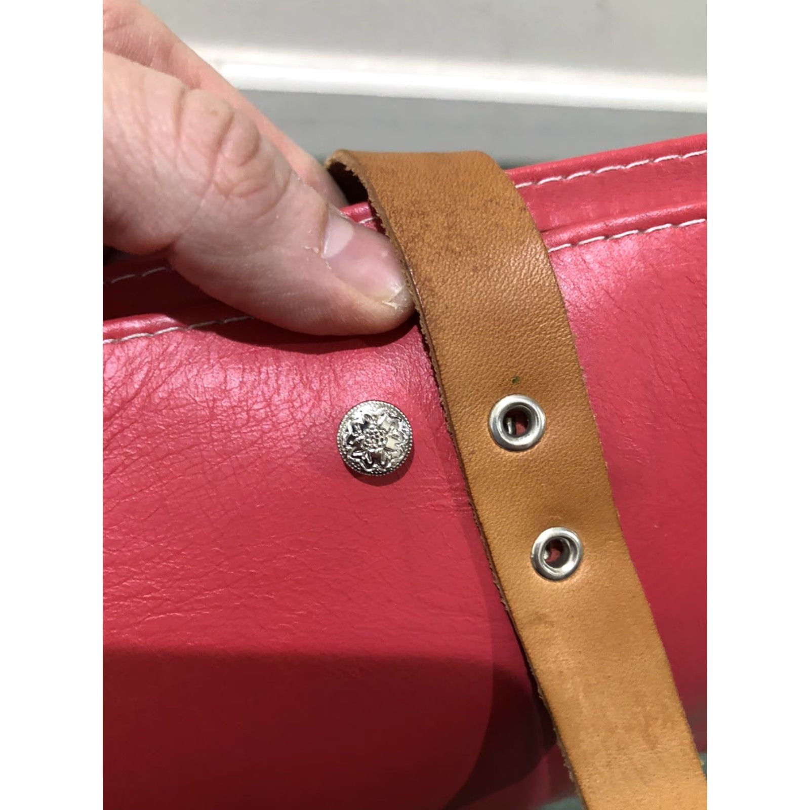 Vintage Foxy Fix Pink Leather Handmade Tote Bag Large Made in USA Tote Womens Pink Leather USA 2000s Ladies Size ONE SIZE - 7 Thumbnail
