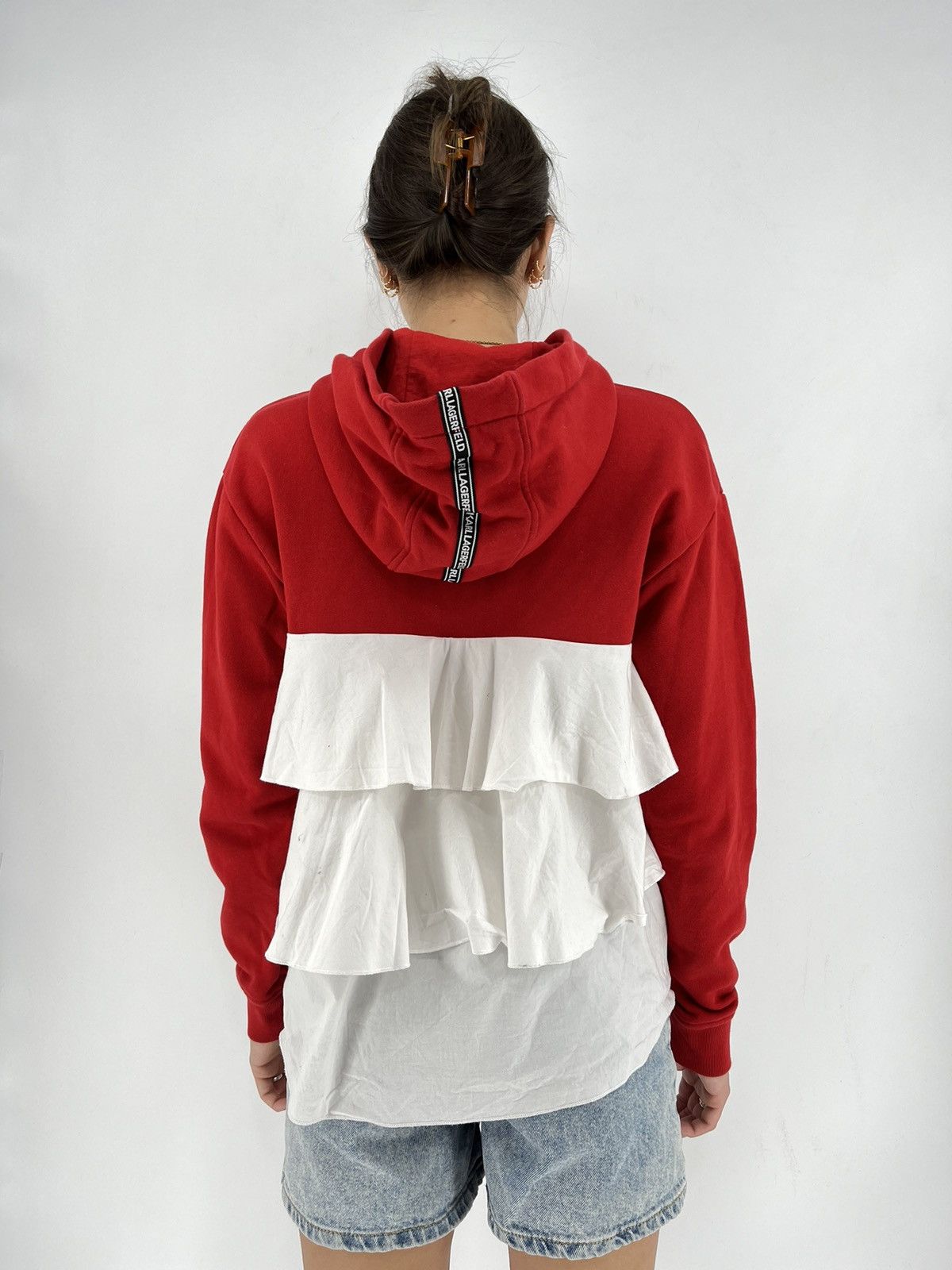 Karl Lagerfeld Woman’s Karl Lagerfeld Sweatshirt Ruffle Rad Hoodie W/Logo Size M / US 6-8 / IT 42-44 - 5 Thumbnail