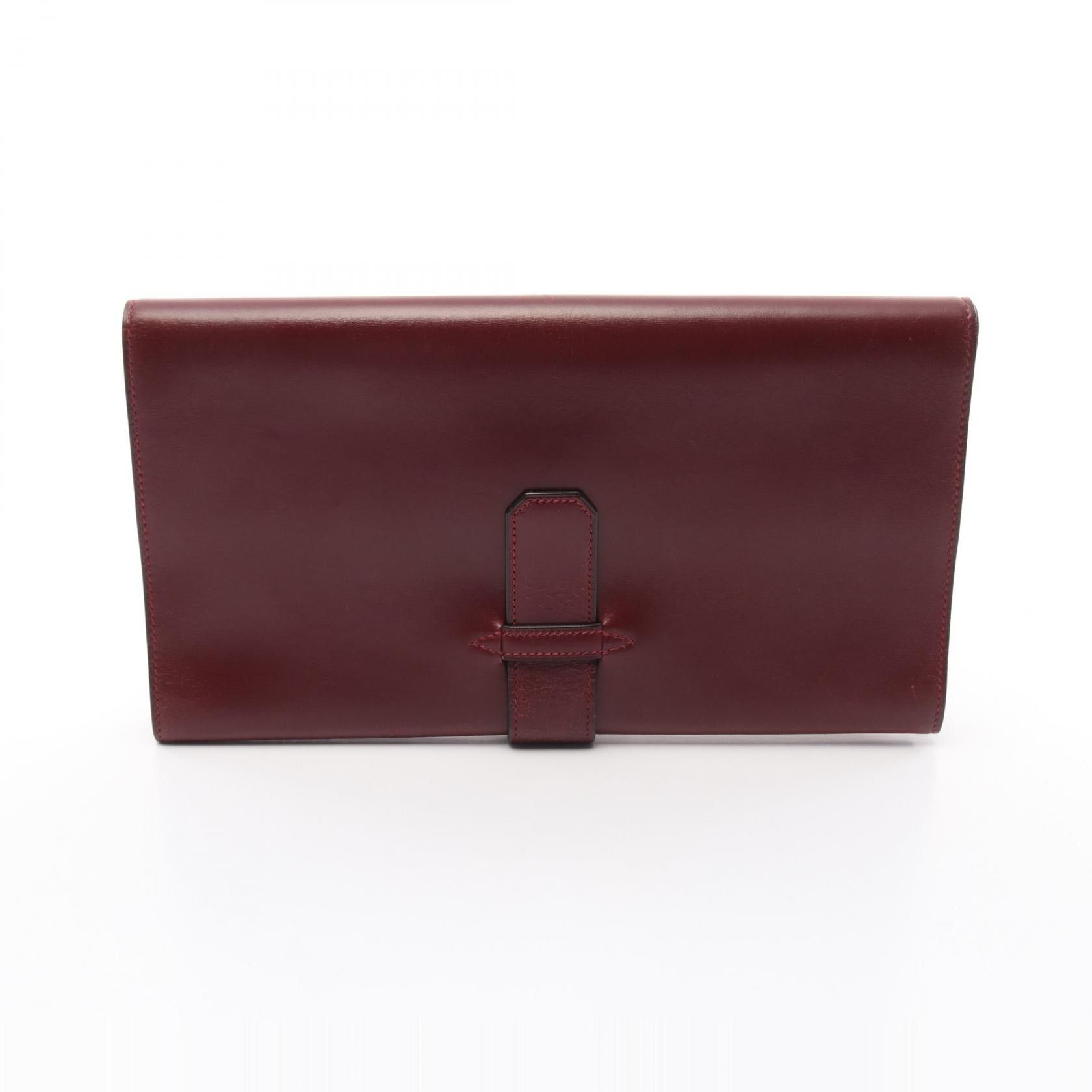 Hermes Hermes Box Calf Clutch Bag Leather Clutch Bag Stamp H (1978) in Red, Women's