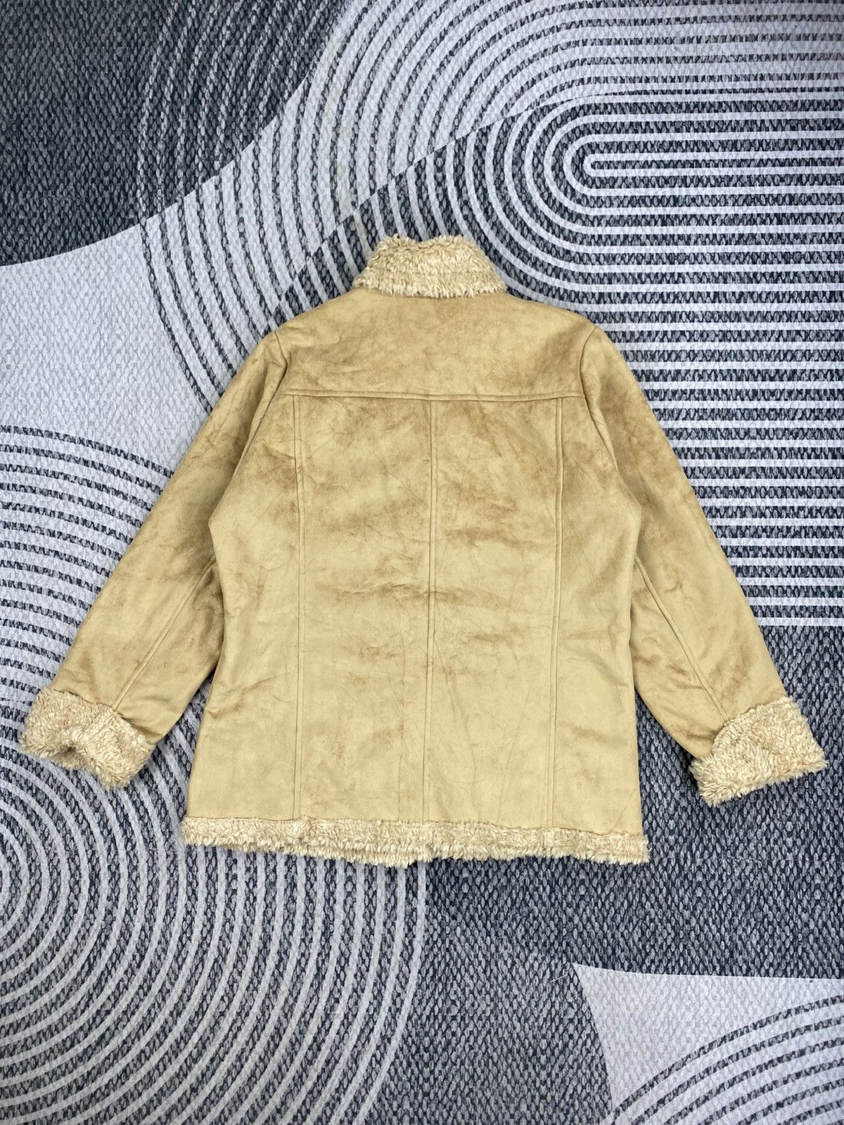 Japanese Brand Comfostrain Double Collar Lined Sherpa Suede Leather Jacket Size US M / EU 48-50 / 2 - 2 Thumbnail