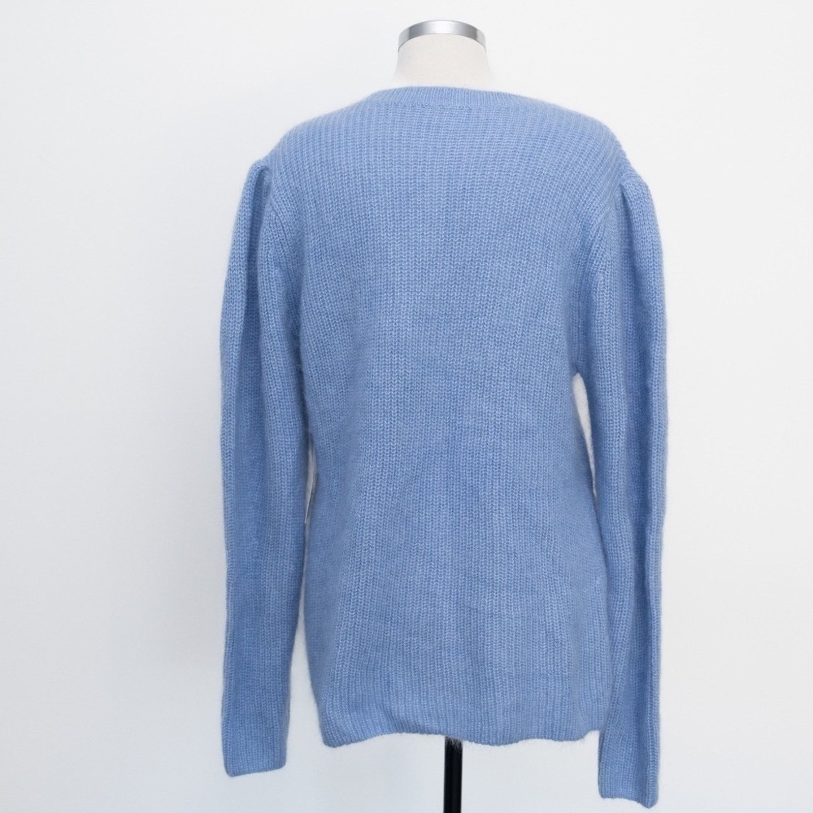 Designer Lewit. Puff Sleeve Mohair Angora Silk Wool Blend Sweater. Size L / US 10 / IT 46 - 2 Thumbnail