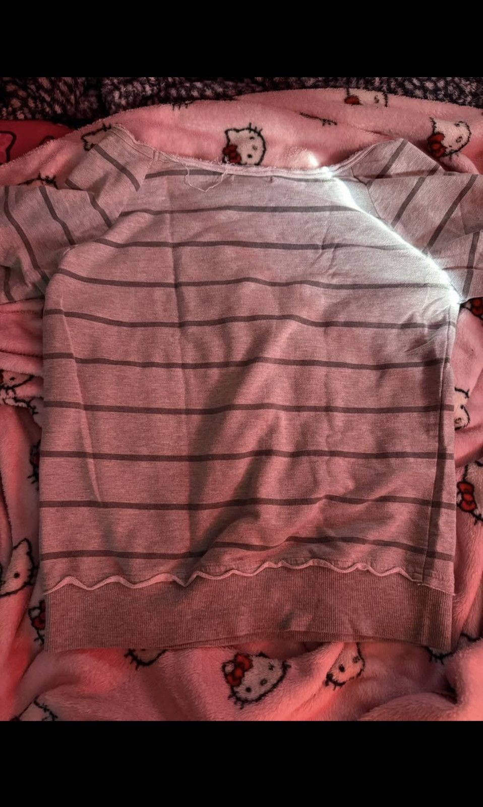 Other Self Esteem Women's Gray Striped Graphic Pullover Sweater Size S / US 4 / IT 40 - 5 Thumbnail