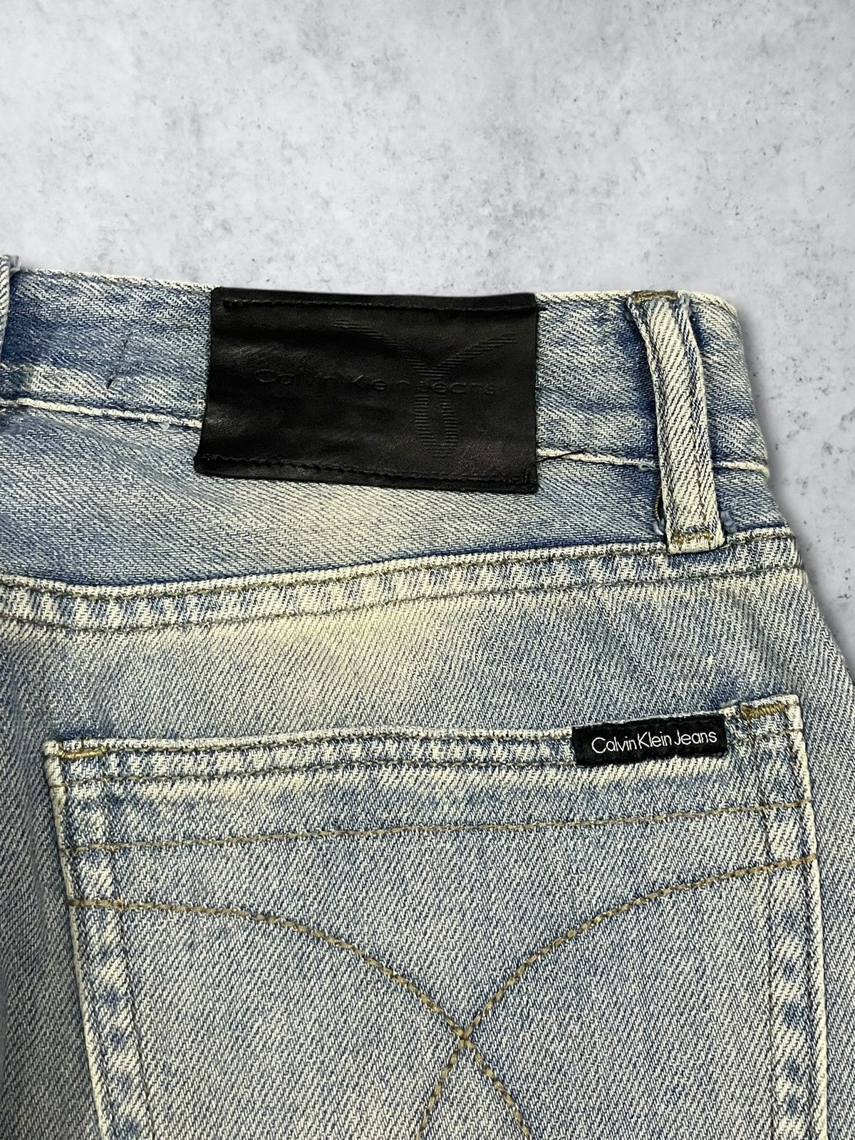 Calvin Klein Calvin Klein Faded Wash Sashiko Patches Y2K Straight Jeans Size US 29 - 10 Thumbnail