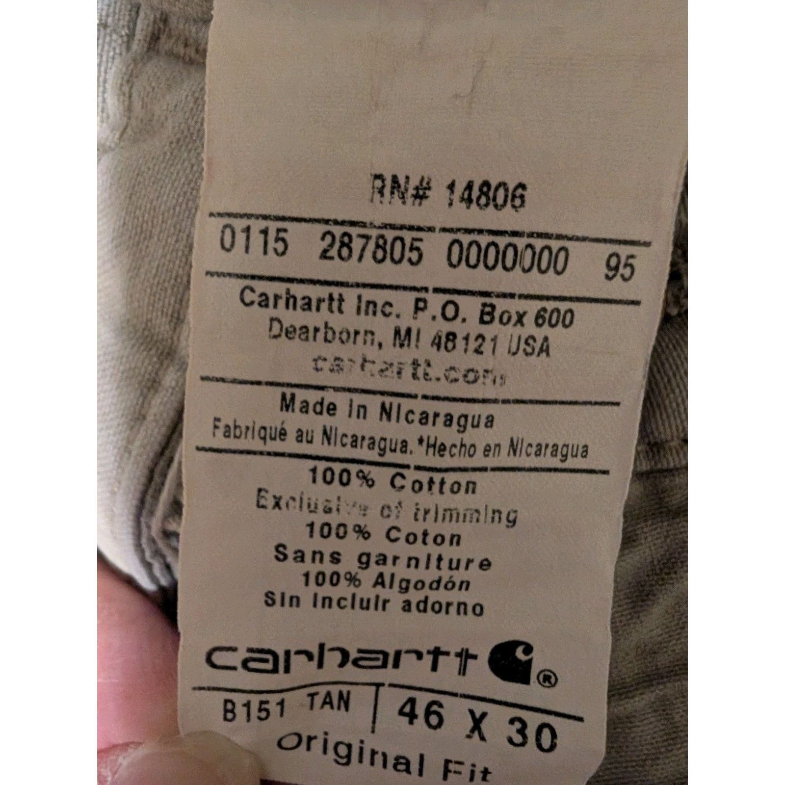 Carhartt Carhartt * Stained * Work Pants B151 Mens 46x30 Beige Canvas Size US 44 / EU 60 - 3 Thumbnail