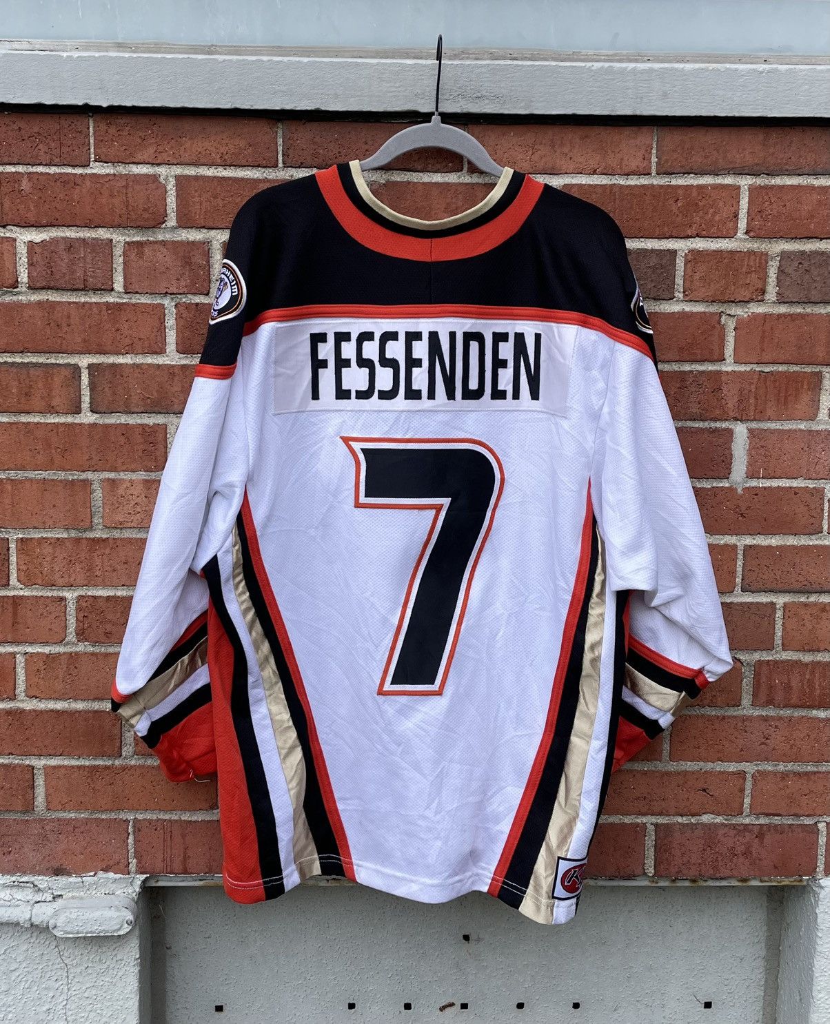 rare K1 Anaheim Ducks #7 Logan Fessenden Sewn Hockey Jersey