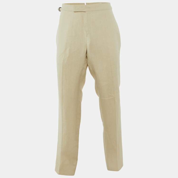 Tom Ford - Cream Linen Trousers - Side Waist Buckle Details