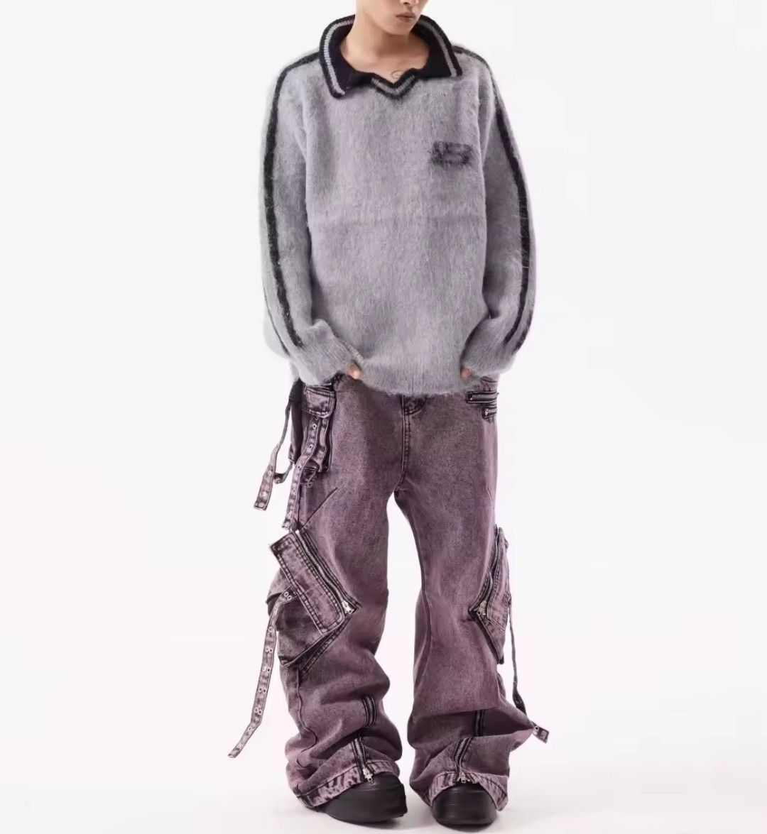 Japanese Brand Blur Plush Collar Nect Sweatshirt Stripe Size US M / EU 48-50 / 2 - 3 Thumbnail