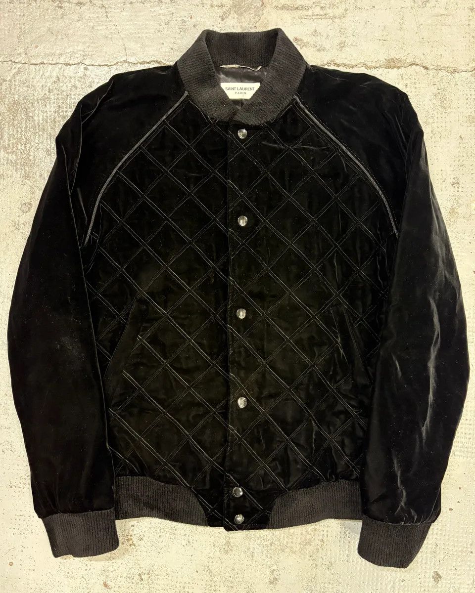 Saint Laurent Paris AW2018 Saint Laurent Black Velvet Quilted Bomber Jacket Size US M / EU 48-50 / 2 - 1 Thumbnail
