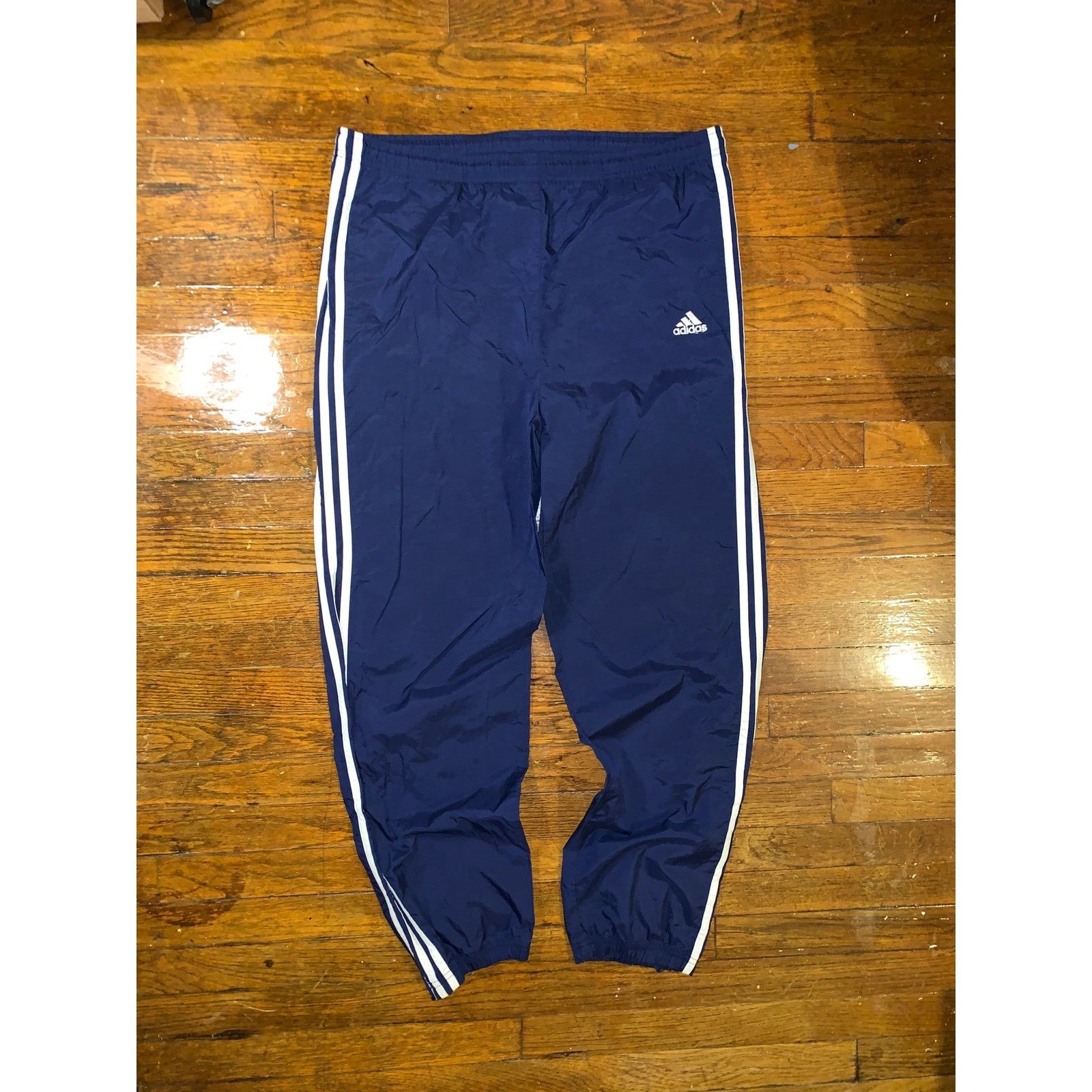Adidas × Vintage Y2K Adidas Windbreaker Track Pants Large Navy Blue 3 Stripe Size US 36 / EU 52 - 1 Thumbnail
