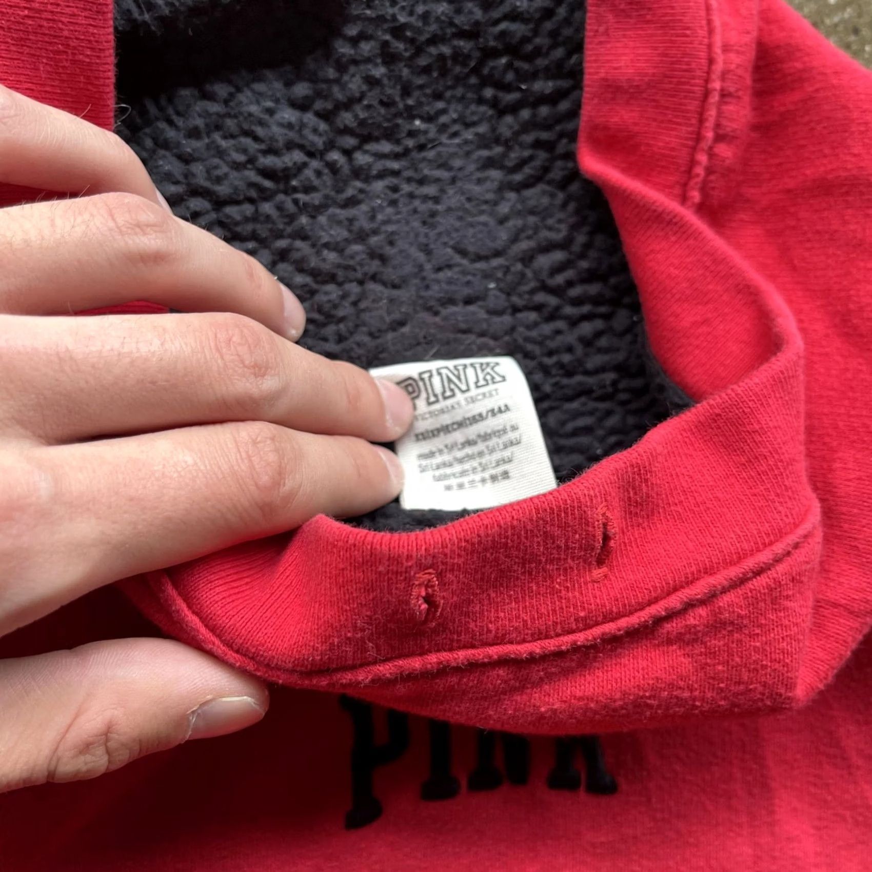 Pinko PINK Sweatshirt Womens Small Red Funnel Neck Sherpa Fleece Embroidered Logo PINK Victoria's Secret Size S / US 4 / IT 40 - 5 Thumbnail