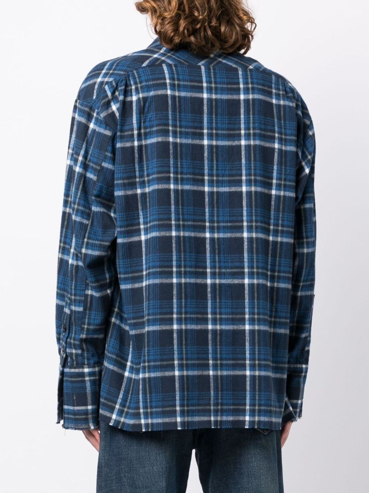Greg Lauren Greg Lauren Oversized Shawl Collar Jacket - Blue Plaid Size US S / EU 44-46 / 1 - 2 Thumbnail