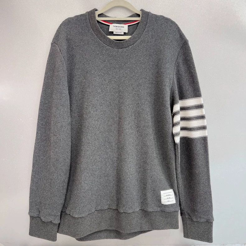 Thom Browne Thom Browne Gray striped knit sweater Size US XL / EU 56 / 4 - 1 Thumbnail