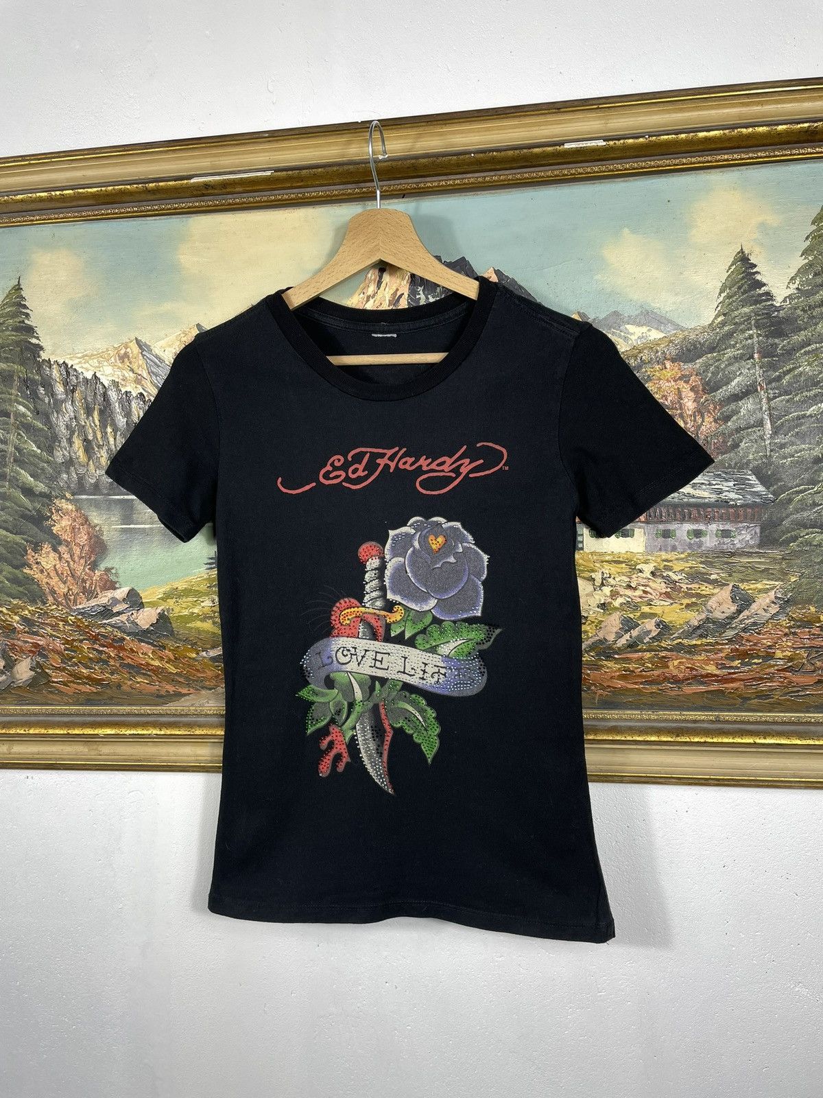 Christian Audigier × Ed Hardy × Vintage Ed Hardy Retro 00s Tees Short Sleeve Affliction Grunge Cyber Size XS / US 0-2 / IT 36-38 - 2 Thumbnail