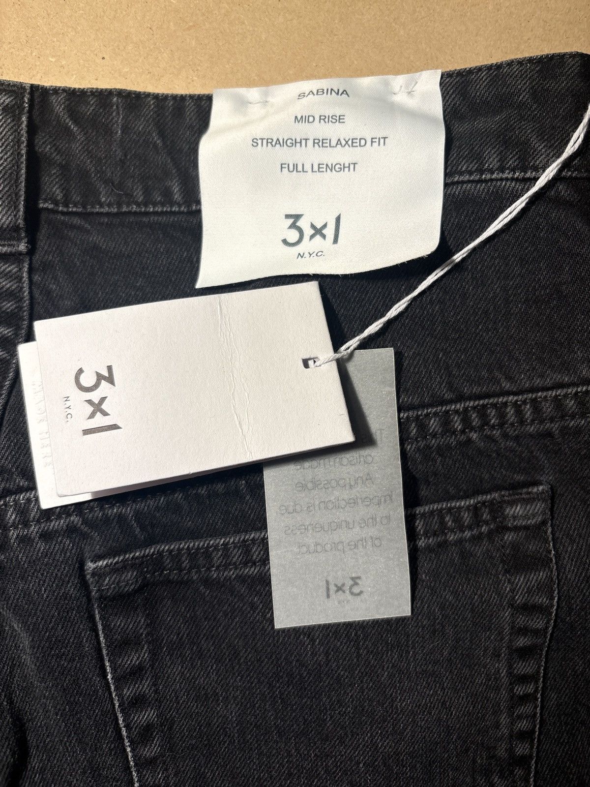 3x1 3x1 Sabina Fold Up black Denim with tagging errors Size 31" - 1 Thumbnail