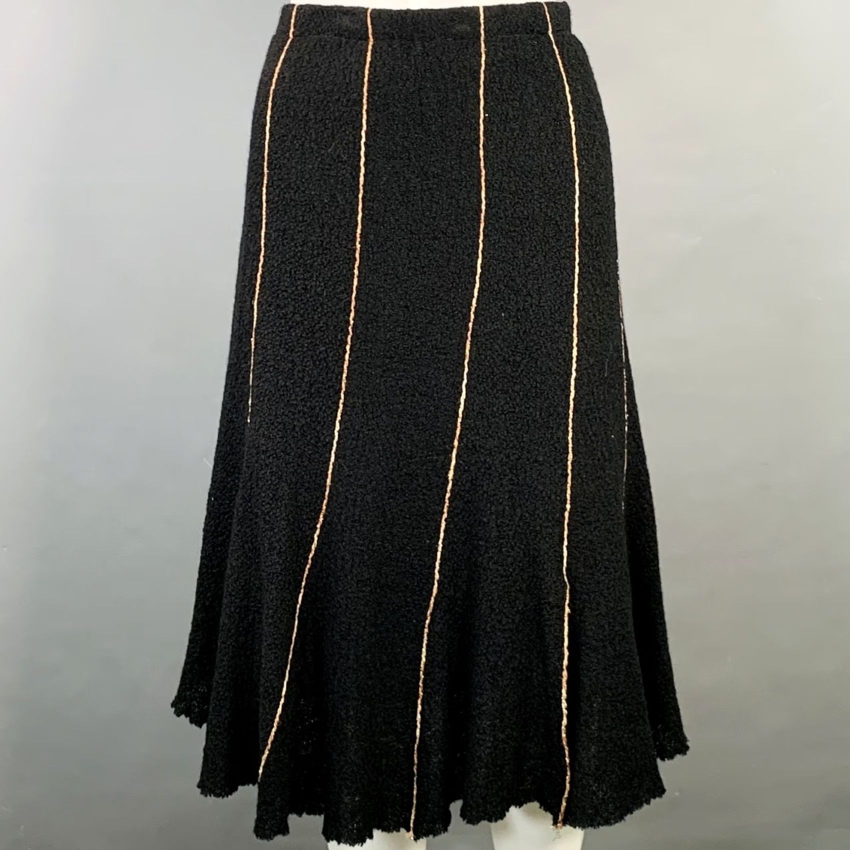 Vintage OKW Skirt Suit Black Gold Wool Stripe Midi Size S Women Size 28" / US 6 / IT 42 - 5 Thumbnail