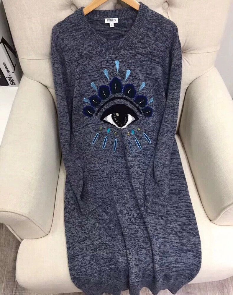 Kenzo KENZO Classic Eye Sweater Dress - dmc Size US S / EU 44-46 / 1 - 1 Thumbnail