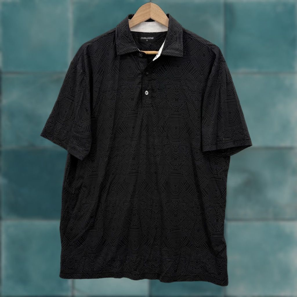 Vintage Druids Golf Polo Shirt Mens XL Black Geometric Stretch Performance Casual Travel Shirt Polo Mens XL Black Geometric Stretch Performance Travel Size US XL / EU 56 / 4 - 1 Thumbnail