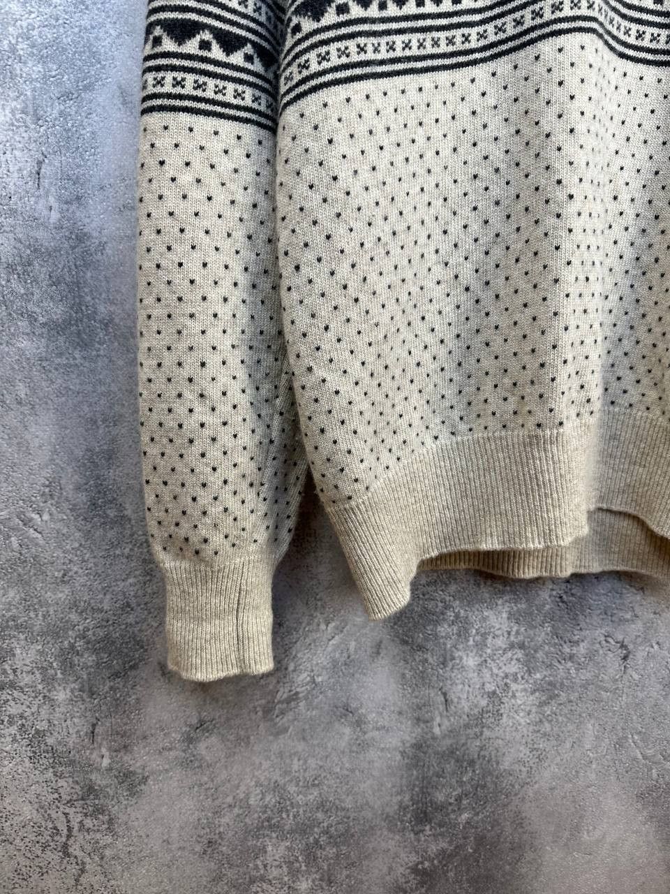 Barbour Barbour Witham Shawl Neck Ecru Lambswool Fair Isle Sweater Size US XL / EU 56 / 4 - 6 Thumbnail