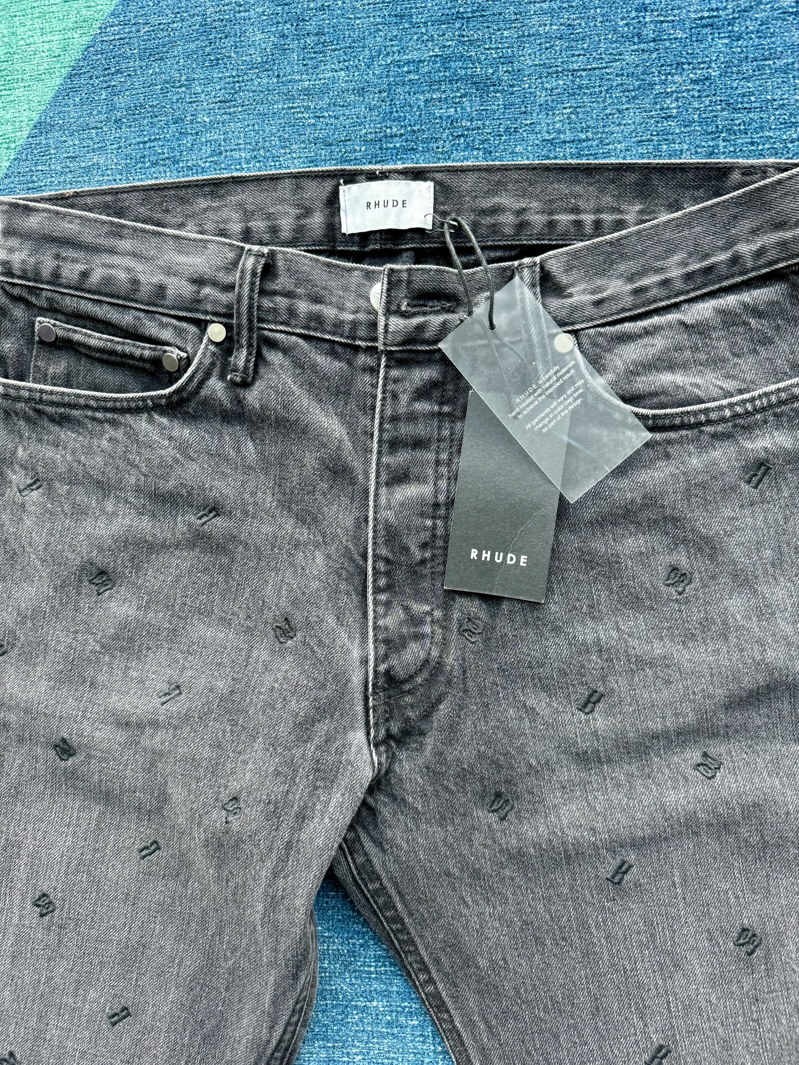 Rhude Rhude Black Embroidered Denim Jeans, Men's Size US 32 / EU 48 - 1 Thumbnail