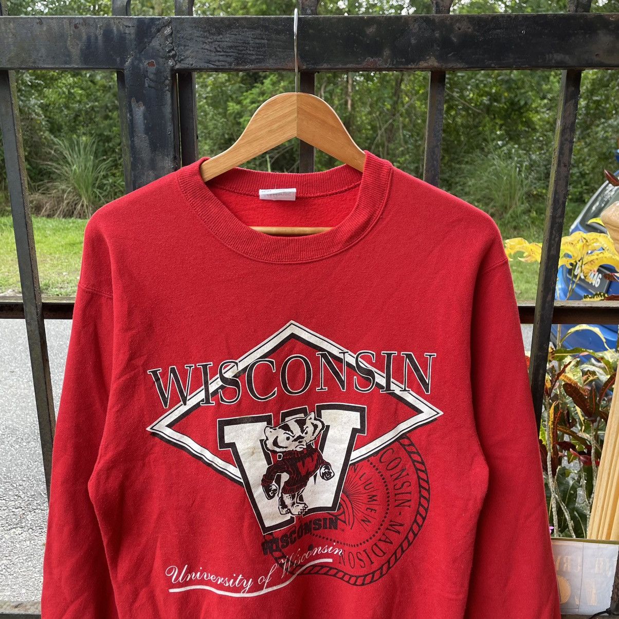 Hanes × Vintage 🔥Vintage Wisconsin Big Logo Sweatshirts Size US S / EU 44-46 / 1 - 4 Thumbnail
