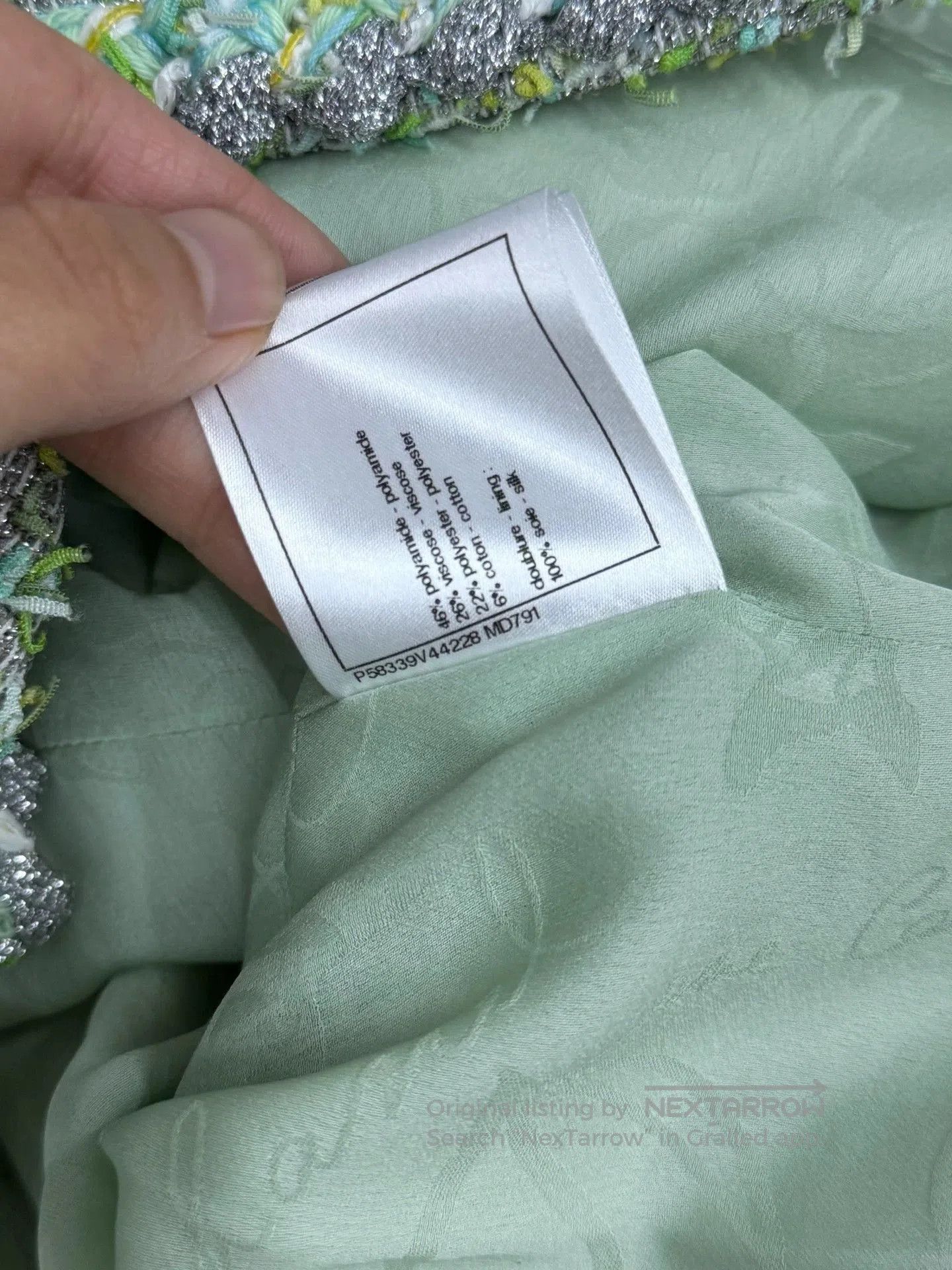 Chanel Chanel Green Silver Trim Four-Pocket Coat. Size US M / EU 48-50 / 2 - 7 Thumbnail