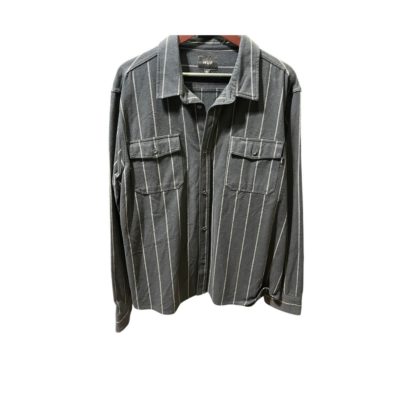 Huf Stylish Huf Worldwide Black Button Up Shirt with Embroidery Size US XL / EU 56 / 4 - 2 Thumbnail