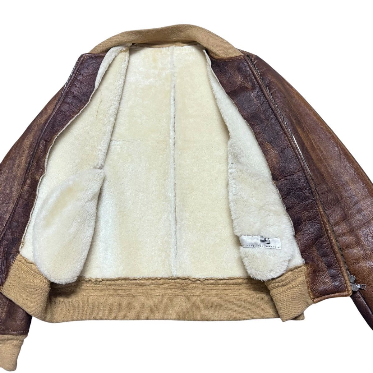 Leather Elia Quaglicia Workshop Shearling Leather Bomber Jacket Size US M / EU 48-50 / 2 - 17 Thumbnail