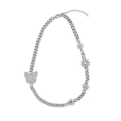 Jewelry × Vintage Vintage diamond-encrusted butterfly necklace Size ONE SIZE - 4 Thumbnail