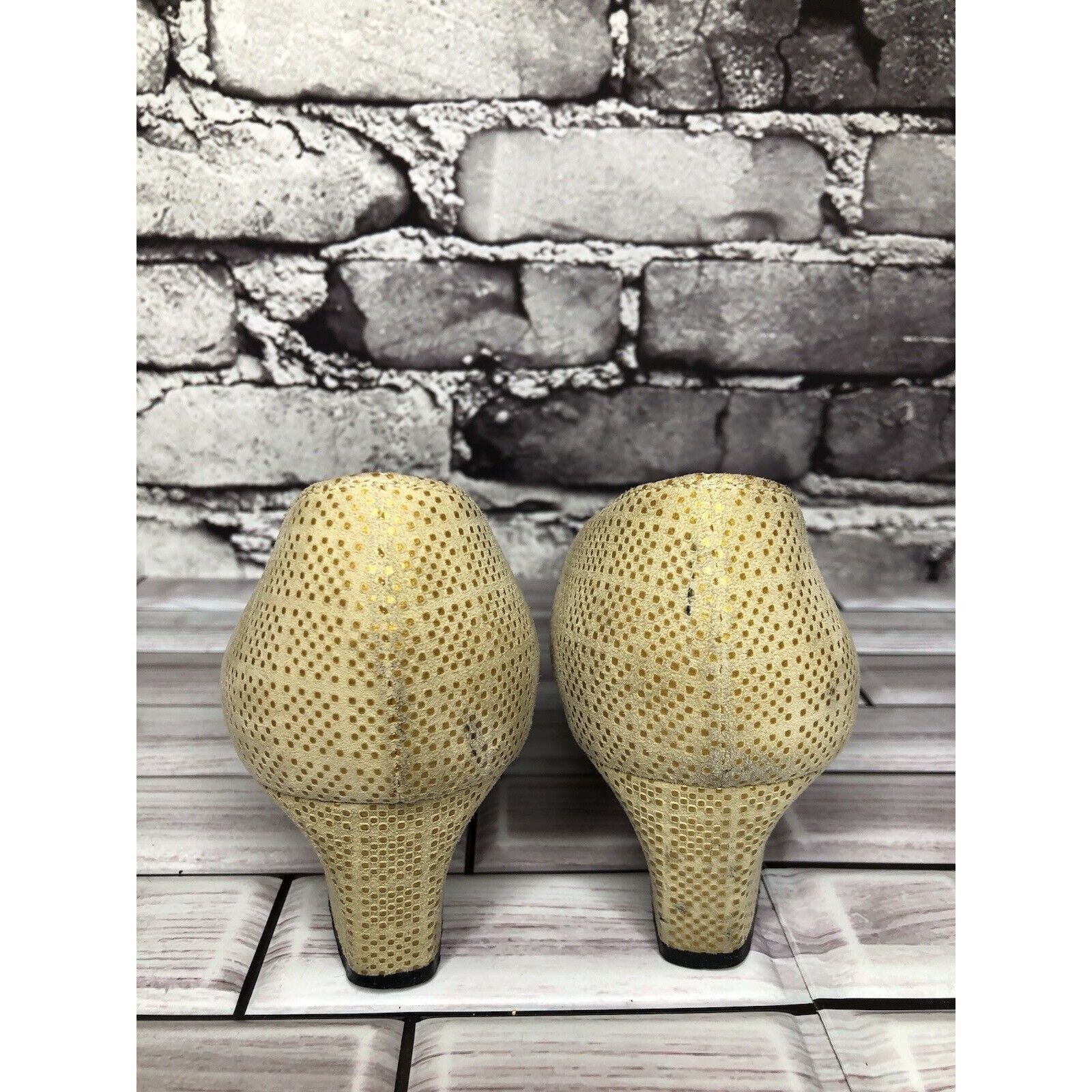 Salvatore Ferragamo Salvatore Ferragamo Beige Leather Geometric Dress Pump Heels Size US 7.5 / IT 37.5 - 4 Thumbnail