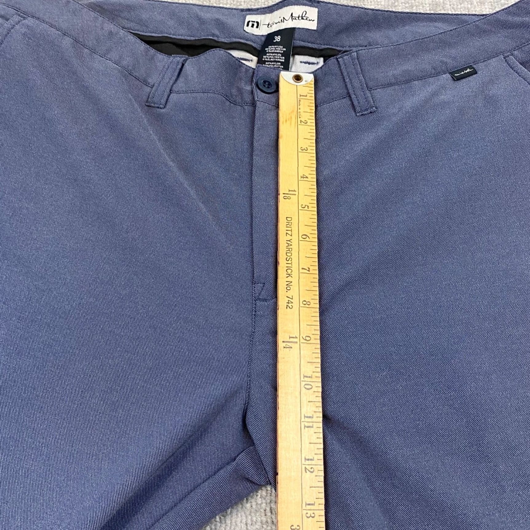 TravisMathew Travis Mathew Pants Mens 38x31 Straight Blue Chino Khaki Performance Golf Casual Classic 5-Pocket Design Belt Loops Boy/Men? Size US 38 / EU 54 - 6 Thumbnail