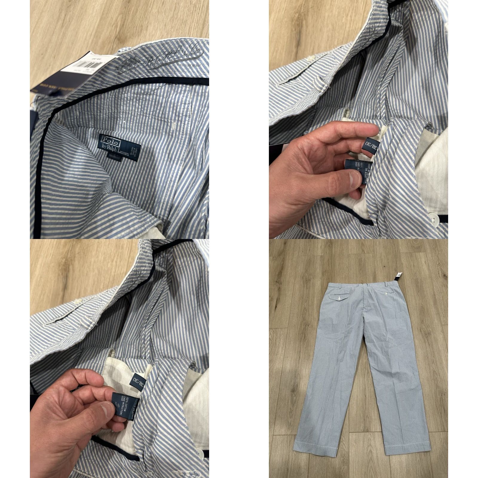 Polo Ralph Lauren NWT Polo Ralph Lauren Preston Pant Mens 38x30 Blue Striped Seersucker Shirt Pants Casual Chino Size US M / EU 48-50 / 2 - 8 Thumbnail