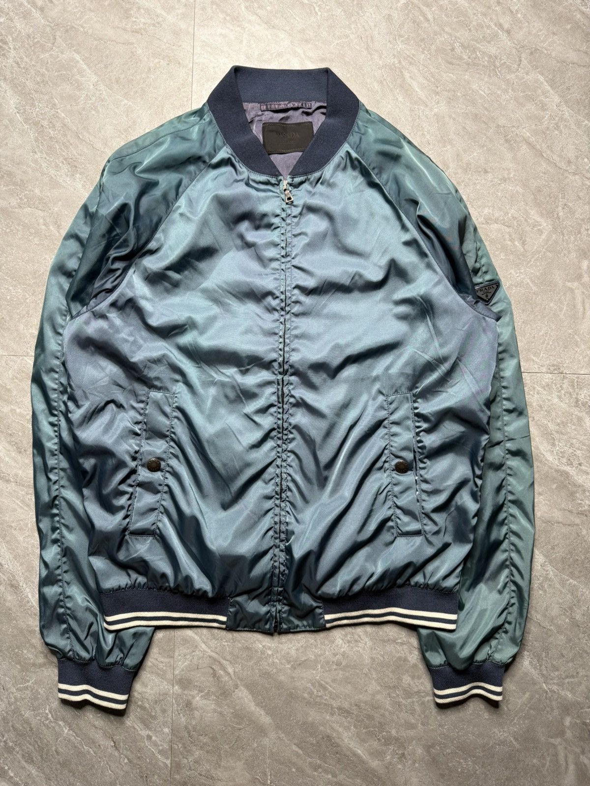 Prada Prada F/W 14 Plate Logo Nylon Bomber Jacket Size US L / EU 52-54 / 3 - 1 Thumbnail