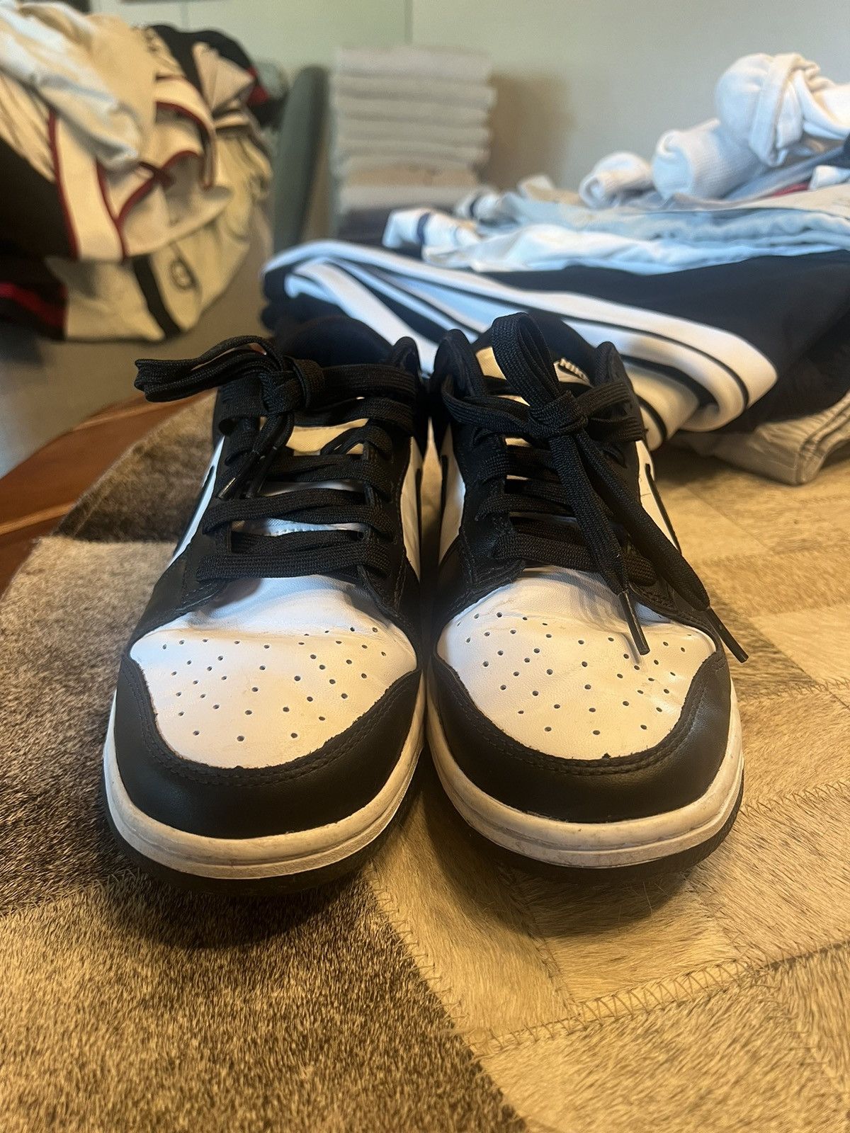 Nike Nike Dunk Low White/White/Black Size US 10 / EU 43 - 2 Thumbnail