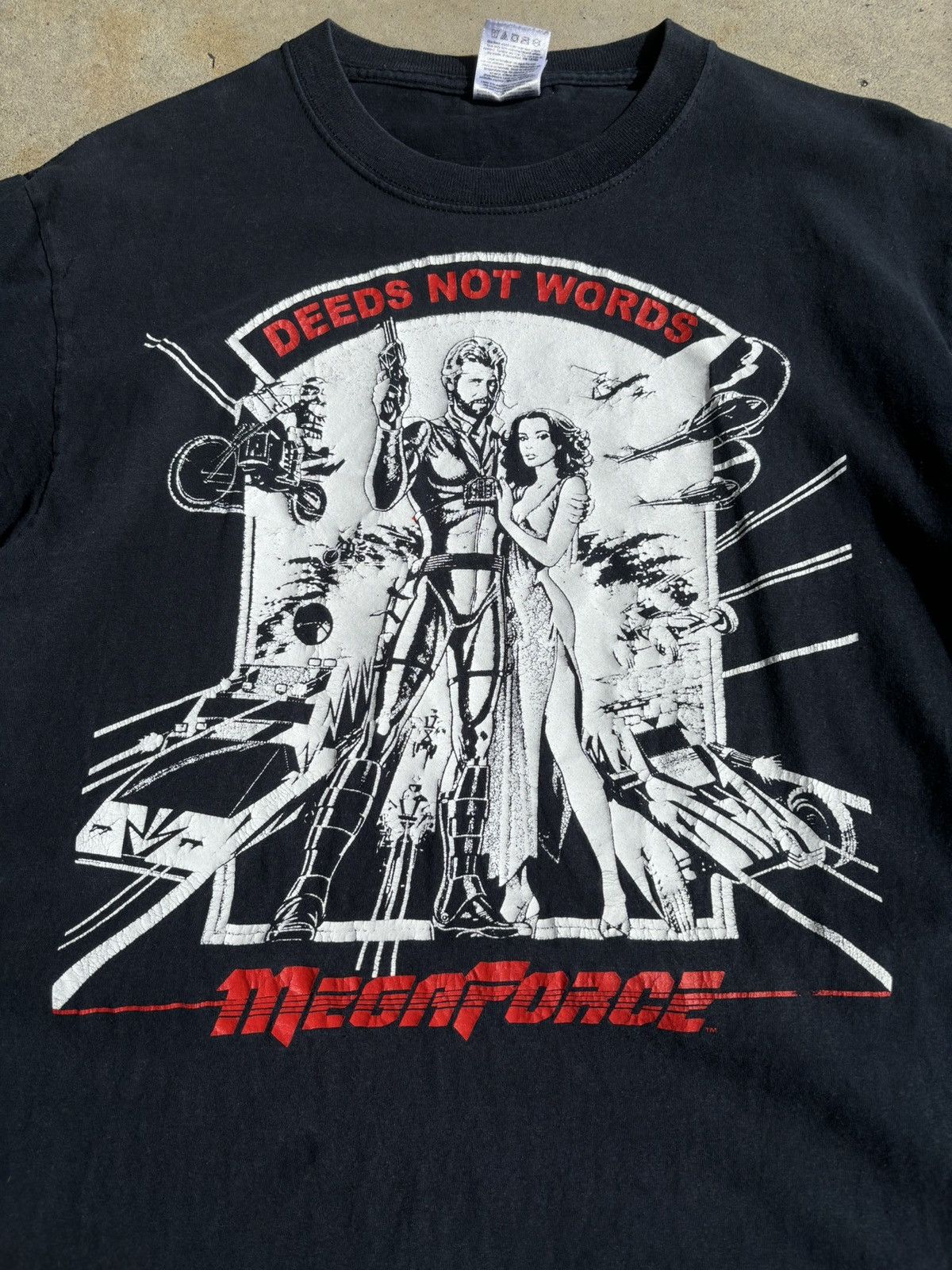 Vintage Crazy Megaforce Movie Faded Black Starshooter Gunner Tee Size US M / EU 48-50 / 2 - 3 Thumbnail