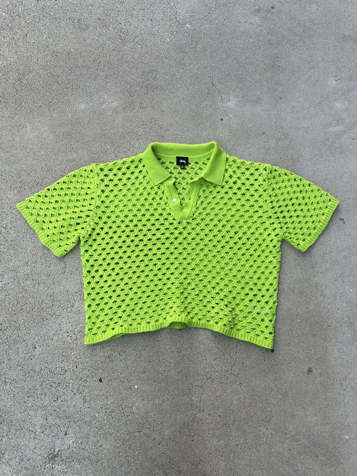 Stussy Black Cable Mesh Polo Stussy