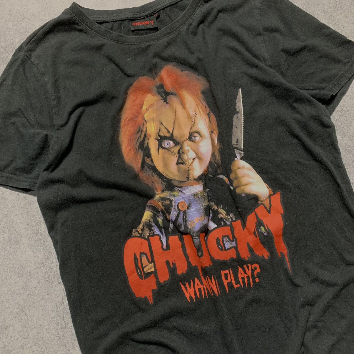 Japanese Brand Vintage CHUCKY WANNA PLAY? Y2K Skulls Blood Tee shirt Size US L / EU 52-54 / 3 - 3 Thumbnail