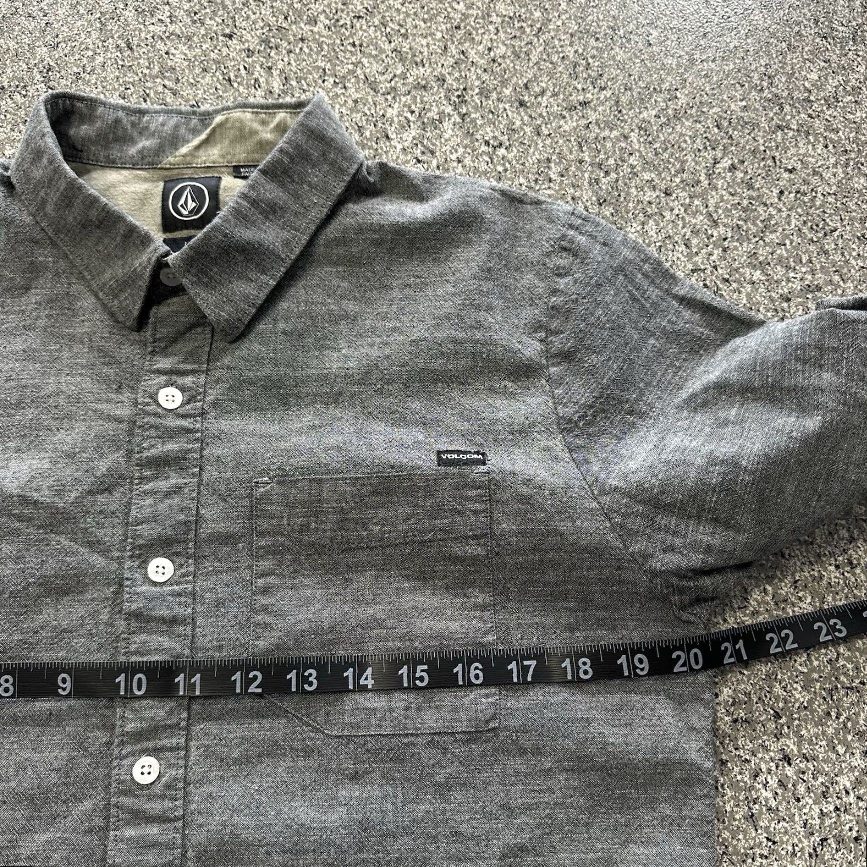 Volcom Volcom Button-Up Shirt Mens L Gray Solid Long Sleeve Woven Cotton Collar Down Size US L / EU 52-54 / 3 - 4 Thumbnail