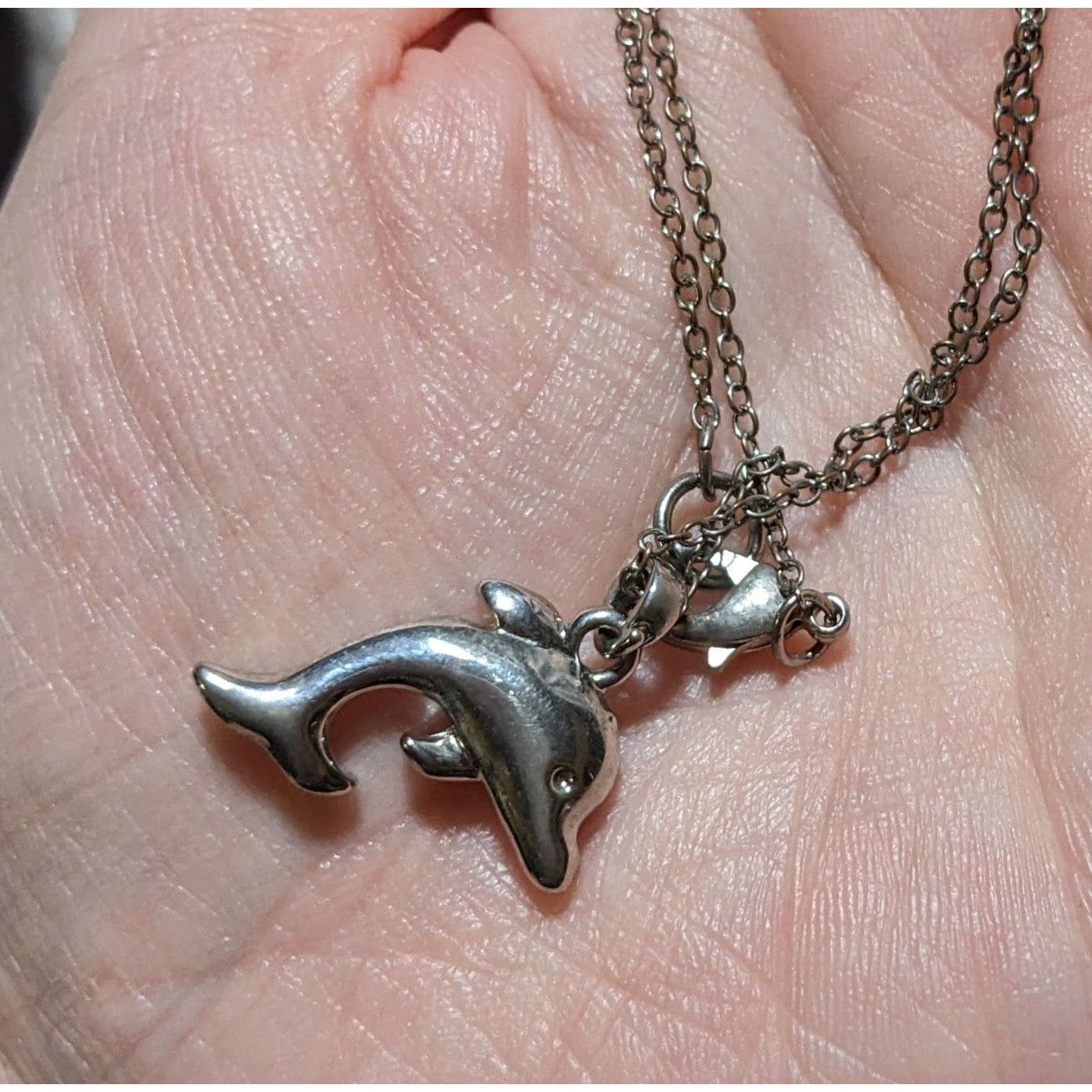 Other Reversible Silver Rhinestone Dolphin Necklace Size ONE SIZE - 11 Thumbnail