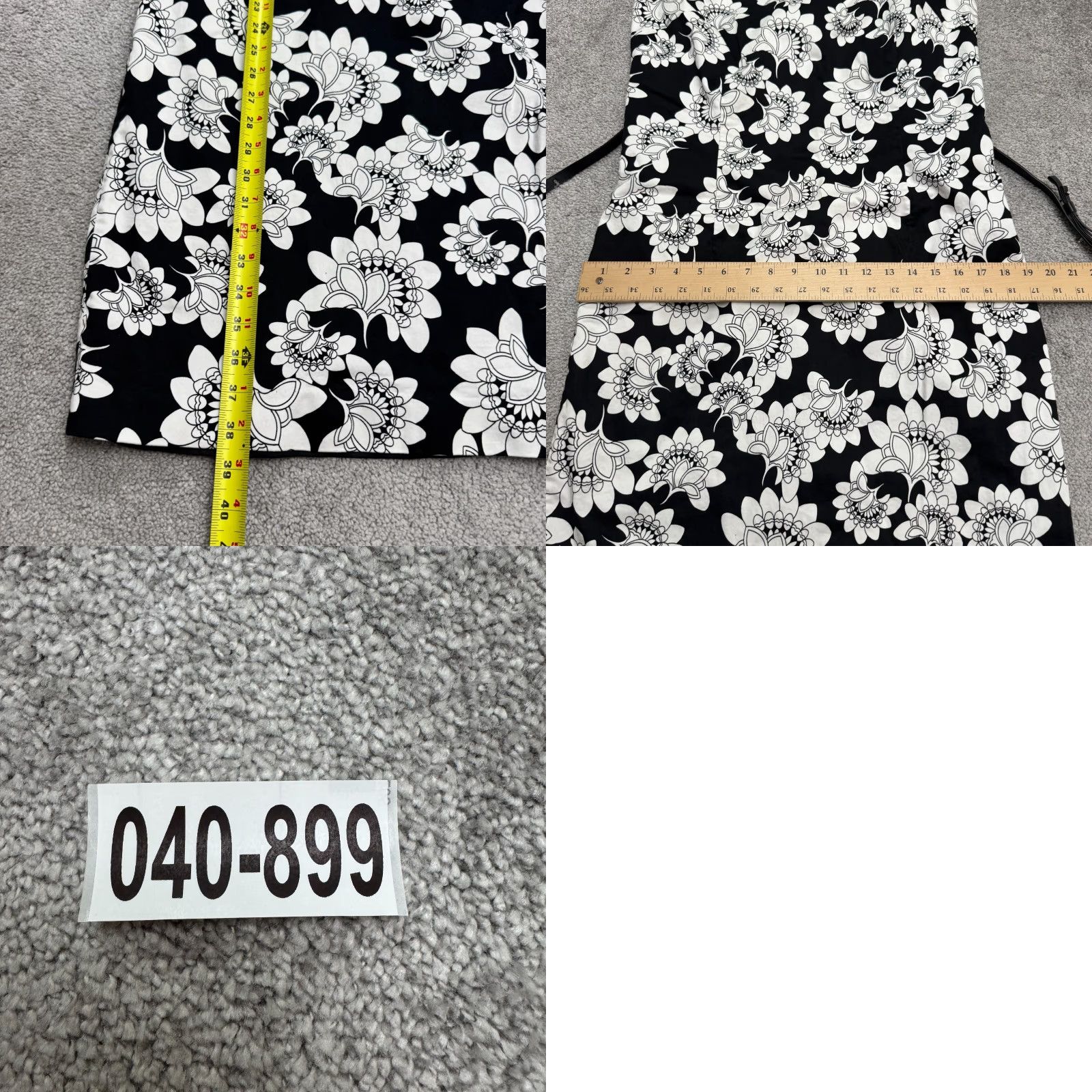 Charter Club VINTAGE Charter Club Floral Belted Midi Sheath Dress Womens 14 Black White Sleeveless Size XL / US 12-14 / IT 48-50 - 9 Thumbnail